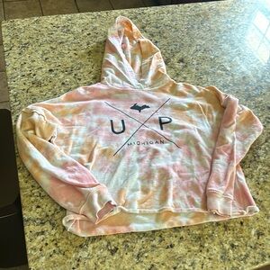 Girls tie-dye Michigan cropped hoodie